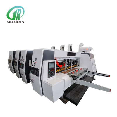 การควบคุม ISO PLC เครื่องพิมพ์เฟล็กโซกล่องกระดาษลูกฟูกพร้อมเครื่องตัดตายแบบ Slotting