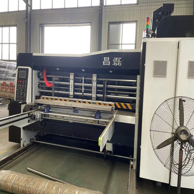 การควบคุม ISO PLC เครื่องพิมพ์เฟล็กโซกล่องกระดาษลูกฟูกพร้อมเครื่องตัดตายแบบ Slotting
